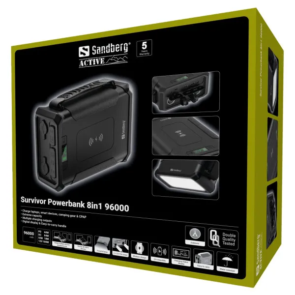 Powerbank Sandberg SURVIVOR USB-C/A/PD/DC 12V 420-78 96000mAh PD60W