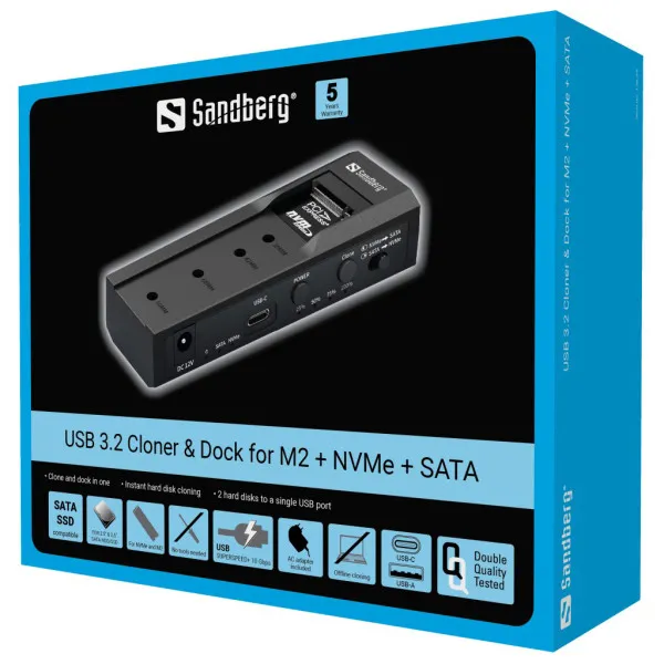 USB Docking Sandberg M2 + NVMe + SATA 136-49