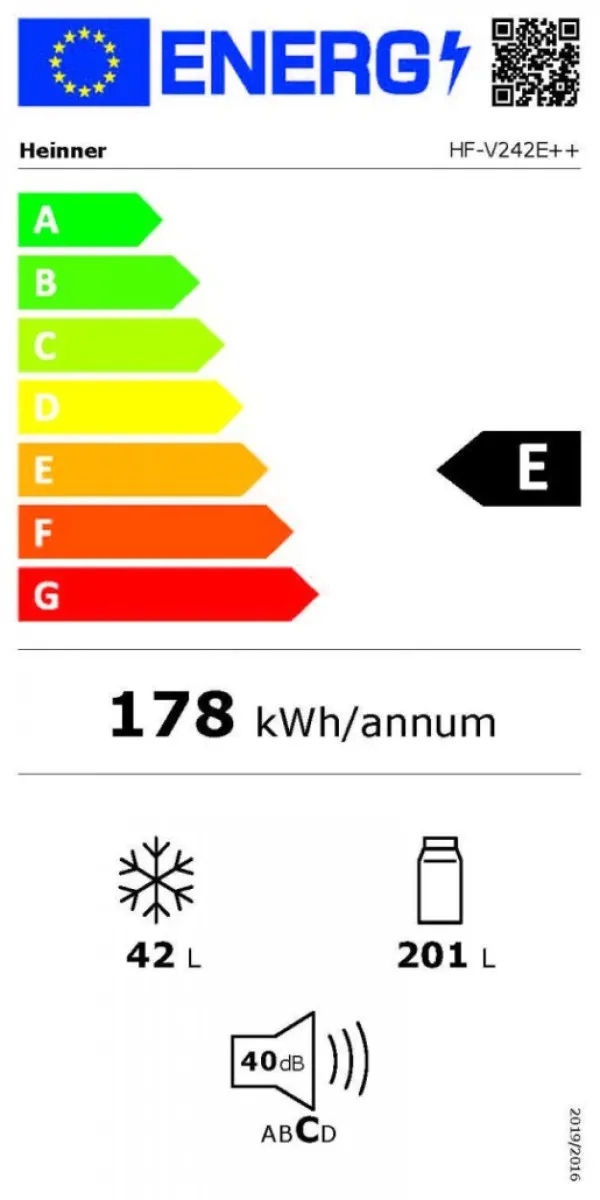 Kombinovani frižider HEINNER HF-V242E++ 242l/56x161/beli