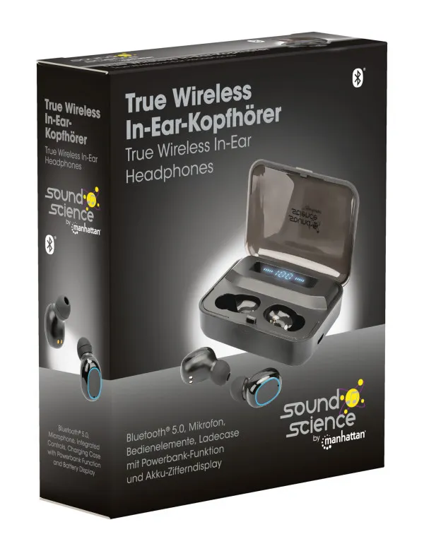 Slušalice TWS Manhattan 180382 Bluetooth 5.0 crne