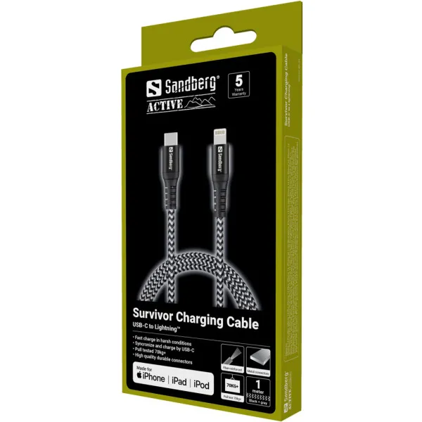 Kabl Sandberg Survivor 441-55 USB-C/Lightning 1m