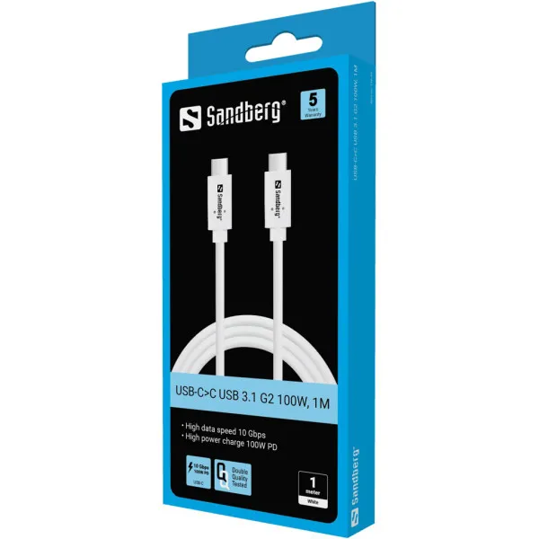 Kabl Sandberg 136-53 USB-C na USB-C 100W PD 1m