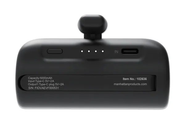 Powerbank Manhattan 1026336 5000mAh 10W/Black/USB-C