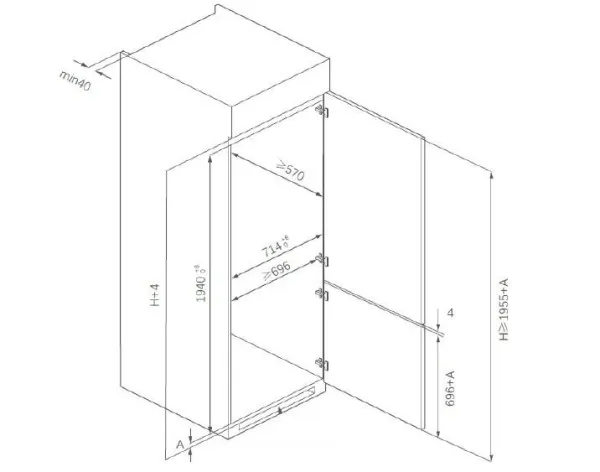 Kombinovani frižider HEINNER HCNF-BIM403INVD/No Frost/inverter/ugradni/69x195,3
