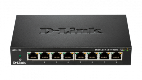 LAN Switch D-Link DGS-108GL/E 10/100/1000Mbps 8port Metal Gigabit