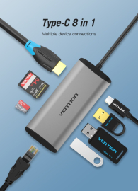 Docking station Vention CNDHB USB-C HDMI/3xUSB 3.0/PD 87W/RJ45/SD