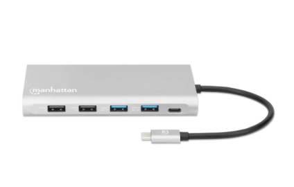 Docking station Manhattan 130660 12in1 USB-C - 3xHDMI/4xUSB/LAN/CR/PD 100W