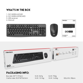 Tastatura + Mis Wireless Fantech WK-894 US crna