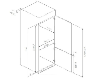 Kombinovani frižider HEINNER HCNF-BIM403INVD/No Frost/inverter/ugradni/69x195,3